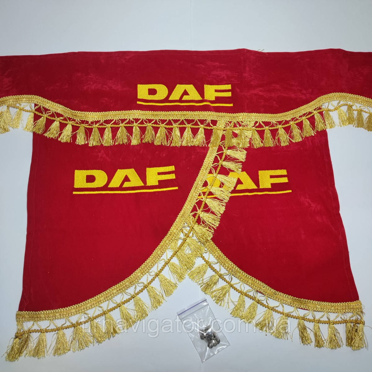 Шторка на лобове скло з куточками DAF червона, фото 1