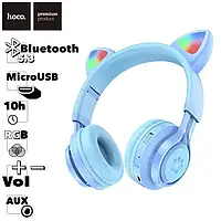 Наушники с Ушками LED Подсветка Hoco W39 Cat ear с микрофоном детские