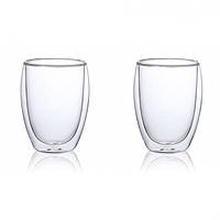 Набор стеклянных стаканов с двойными стенками Con Brio СВ-8335-2, 2шт, 350мл, прозрачные стаканы