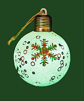 Светодиодная новогодняя игрушка на елку, от батареек AA Кулька з кольоровою сніжинкою