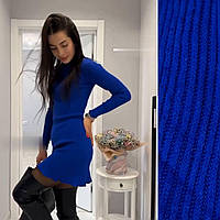 Кокетливое платье мини Цвет бежевый, черный, синий Ткань рубчик ангора Размеры 42-44,46-48