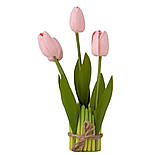 Штучний латексний тюльпан пучок 5 шт. рожевий 26 см, фото 2