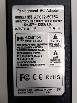 ЗП для LCD моніторів універсальний 12V/ 3A/ 36W/ 6.5*4.4mm, фото 1