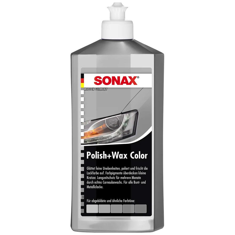 SONAX POLISH+WAX COLOR кольоровий поліроль з воском (чорний) 250 мл Сірий - фото 1 - id-p2045057964