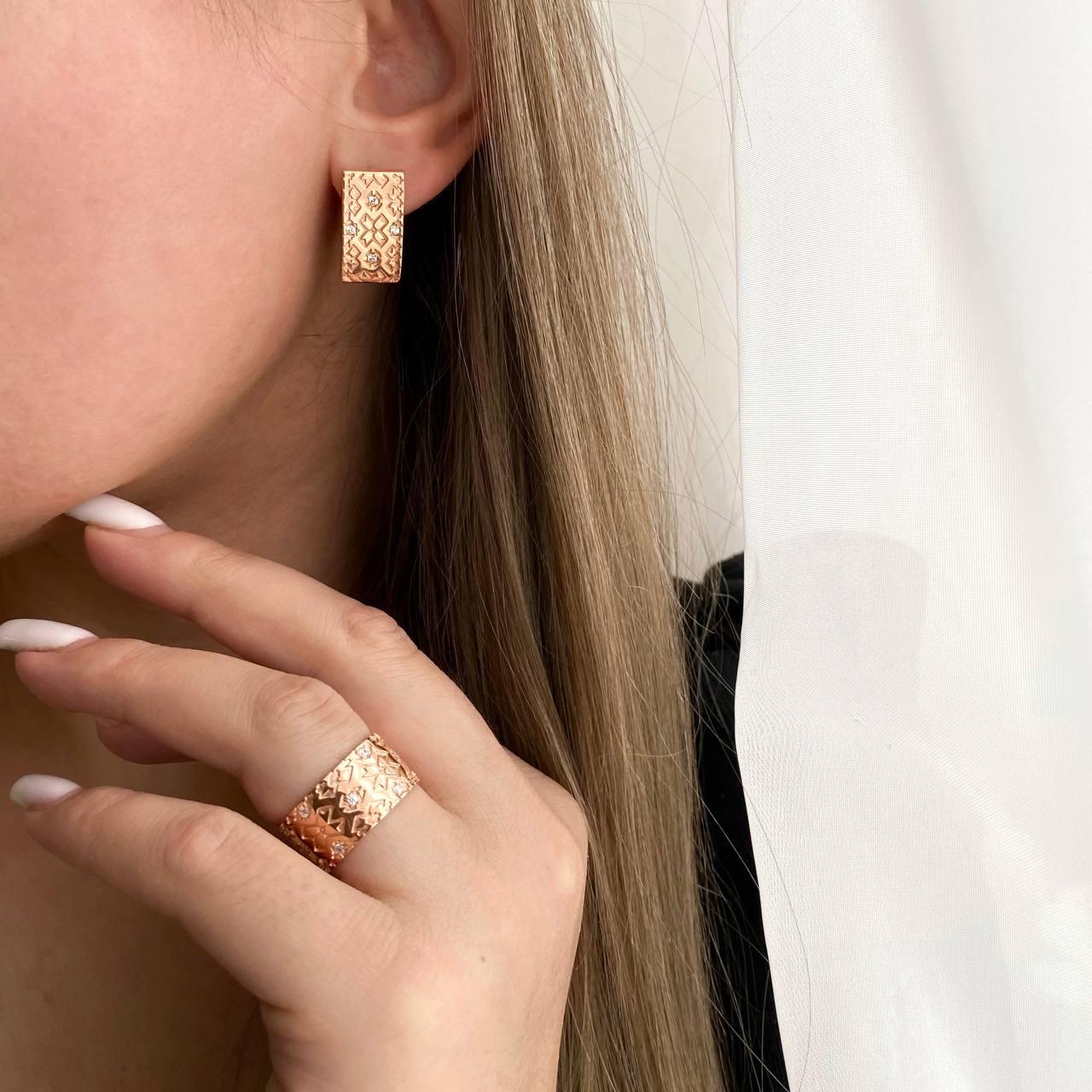 Срібний позолочений комплект Вишиванка у позолоті, фото 1