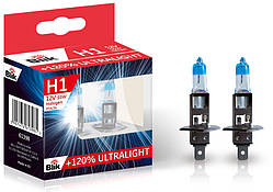 Лампа автомобільна BLIK H1 12V 55W P14.5S +120% (к-т 2 шт) 61398 BLIK к-т