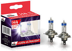 Лампа автомобільна BLIK H4 24V 75/70W P43T+120% (к-т 2 шт)