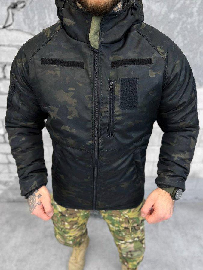 Тактична куртка на синтепоні Taslan олива Чоловіча утеплена зимова куртка на Omni-Heat олива