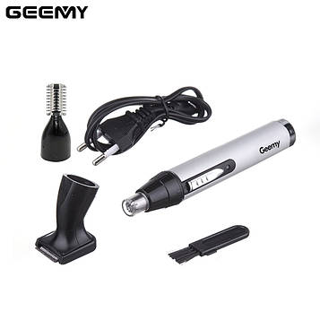 Тример для гоління Geemy GM 3107 2в1 Сірий акумуляторна бритва для стриження та видалення волосся в носі (ST)