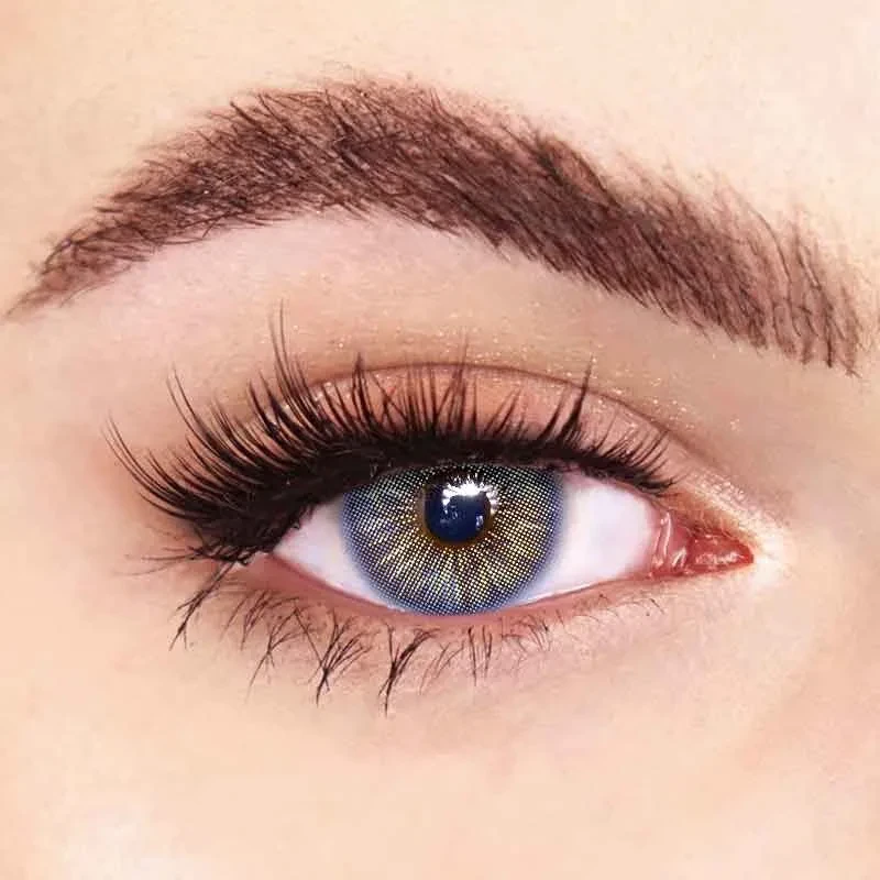 Голубые цветные контактные ЛИНЗЫ для глаз, отличное перекрытие своего цвета + КОНТЕЙНЕР для хранения. - фото 2 - id-p2048278505