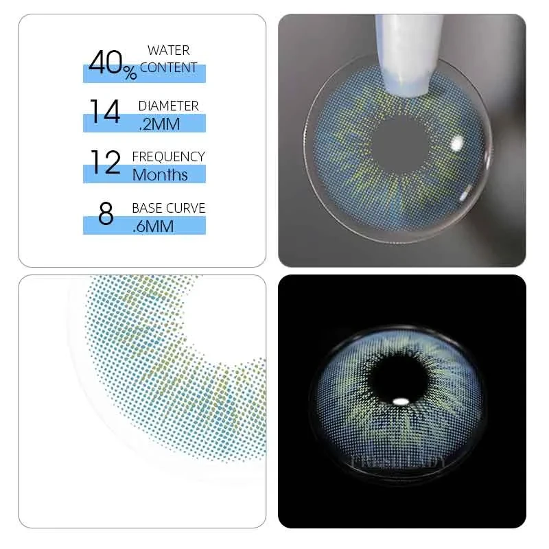 Голубые цветные контактные ЛИНЗЫ для глаз, отличное перекрытие своего цвета + КОНТЕЙНЕР для хранения. - фото 4 - id-p2048278505
