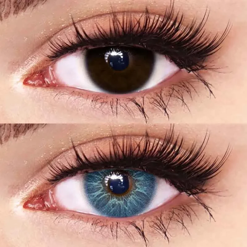 Ярко-голубые цветные контактные ЛИНЗЫ для глаз, отличное перекрытие своего цвета + КОНТЕЙНЕР для хранения. - фото 3 - id-p2048282413