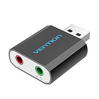 Наружная звуковая карта VENTION VAB-S17-B USB to TRS 3.5mm Audio / TRS 3.5mm Mic, Black