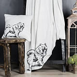 Комплект вʼязаний Vividzone ЛАЙКА плед 100*180 подушка 40*40 графіт/молочний, фото 2