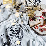 Комплект вʼязаний Vividzone ЛАЙКА плед 100*180 подушка 40*40 графіт/молочний, фото 3