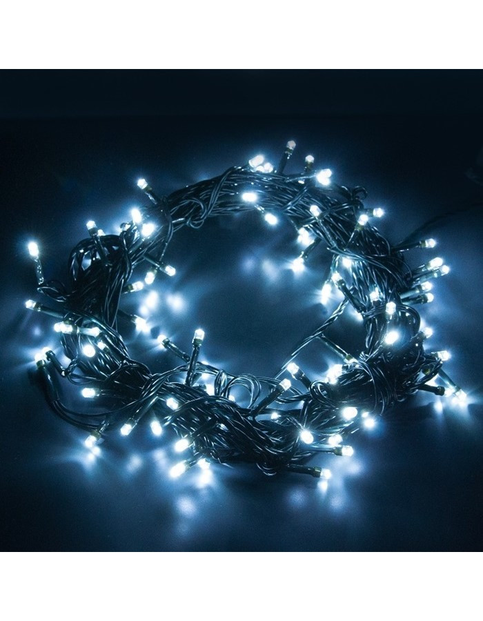Світлодіодна гірлянда електрична Led на 200 світлодіодів з контролером чорний провід Білий, фото 1