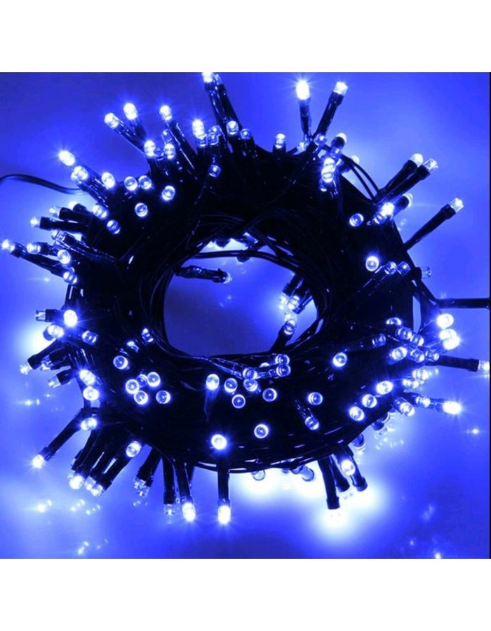 Світлодіодна гірлянда електрична Led на 300 світлодіодів з контролером чорний провід Синій, фото 1