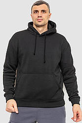 Худі чоловіче на флісі однотонне, колір чорний, 241R2650