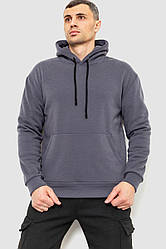 Худі чоловіче на флісі однотонне, колір темно-сірий, 241R2650 XL, XL, 50