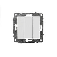 Механізм вимикача 3-клавішний білий OVIVO Electric серія GRANO (Без одинарної рамки)