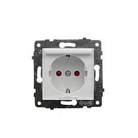 Механізм розетки з кришкою, заземленням та шторками білий OVIVO Electric серія GRANO (Без одинарної рамки)