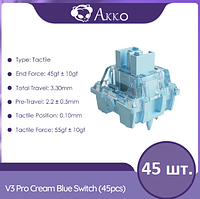 Набор Akko V3 Pro Cream Blue Switch 5 Pin 45gf свитчи переключатели Akko 45 шт.