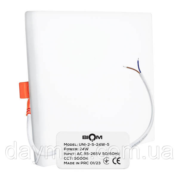 Світильник світлодіодний Biom UNI-2-S24W-5 24Вт квадратний 5000К, фото 1