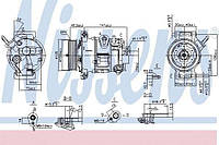 Компресор кондиціонера NISSENS 890030 Jeep Compass (2007-2017), Patriot; Dodge Caliber 5058228AE, 5058228AF,