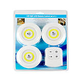 LED світильник нічник автономний 3шт, 2 режими і таймер, пульт ДК, білий, фото 2