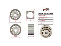 Ротор, статор и пластины насоса ГУР VW025ROTOR VW T5 03-15, Crafter 06-16, Amarok 10-22; AUDI A4 07-15, A5