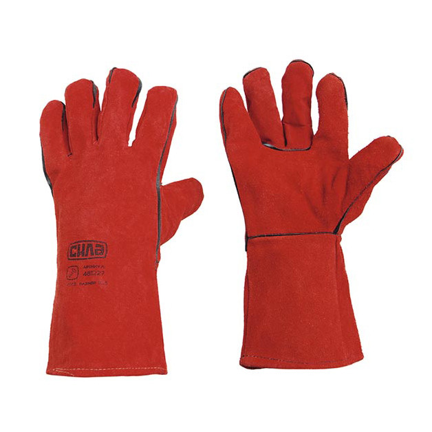Краги зварювальні р10,5 (довжина 35см) (рукавички зварювальника червоні) СИЛА