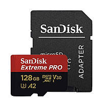 MicroSDXC (UHS-1 U3) SanDisk Extreme Pro A2 128Gb class 10 V30 (R200MB/s,W90MB/s) (adapter)