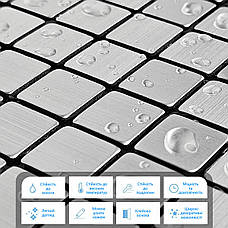 Самоклеюча алюмінієва плитка срібна мозаїка 300х300х3мм SW-00001167 (D), фото 2