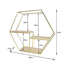 Полка настінна шестикутник XL 480*420*120мм  (D) SW-00001638, фото 2