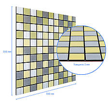 Самоклеюча алюмінієва плитка срібна із золотом шахівниця 300х300х3мм SW-00001827 (D), фото 3