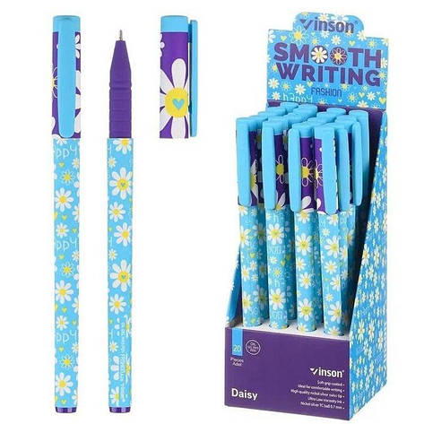 Ручка масляна Vinson Daisy, 0,7 мм, синя, фото 1