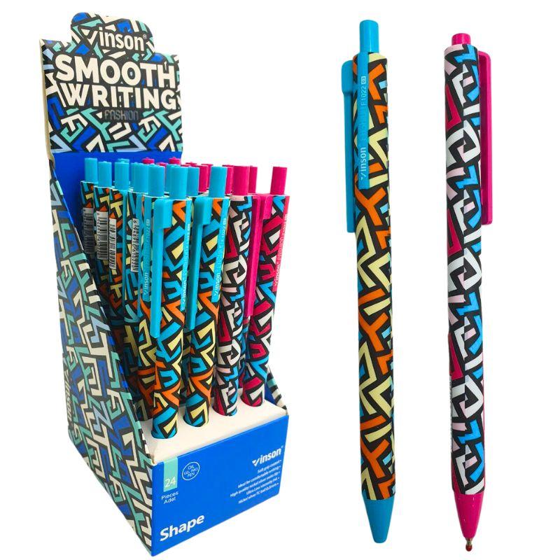 Ручка масляна автомат Vinson Shape, синя, 0,5 мм