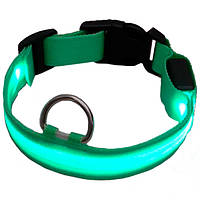 Светодиодный нейлоновый ошейник для собак с USB зарядкой (зеленый, XL)