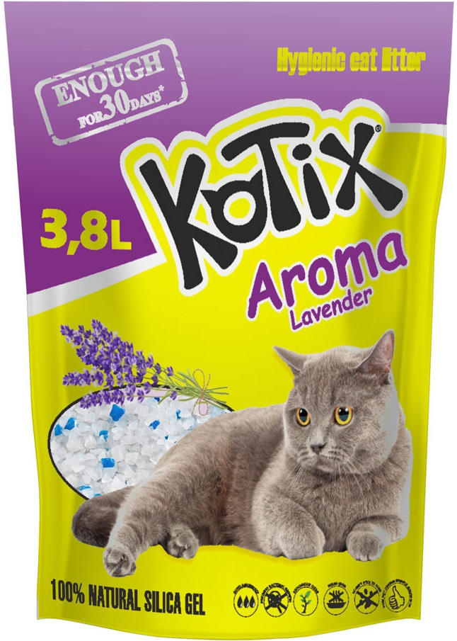 Kotix Aroma Lavender Котикс із ароматом лаванди силікагелевий наповнювач 3.8 л (1.8 кг), фото 1