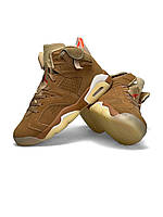 Мужские кроссовки Nike Air Jordan Retro 6 Sand Orange Найк Джордан Ретро 6 коричневые замшевые демисезон