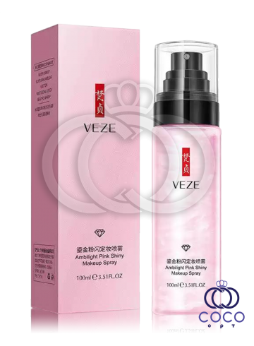 Спрей для закріплення макіяжу Veze Ambilight Pink Shiny Makeup Spray, з екстрактом алое, лотоса та перламутром