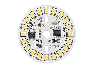 Світлодіодний LED-модуль 9Вт, 30мм AC220В плата для ремонту ламп 9Вт, холодний білий, фото 1
