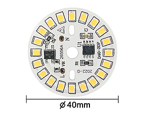 Світлодіодний LED-модуль 9Вт, 30мм AC220В плата для ремонту ламп 9Вт, холодний білий, фото 3