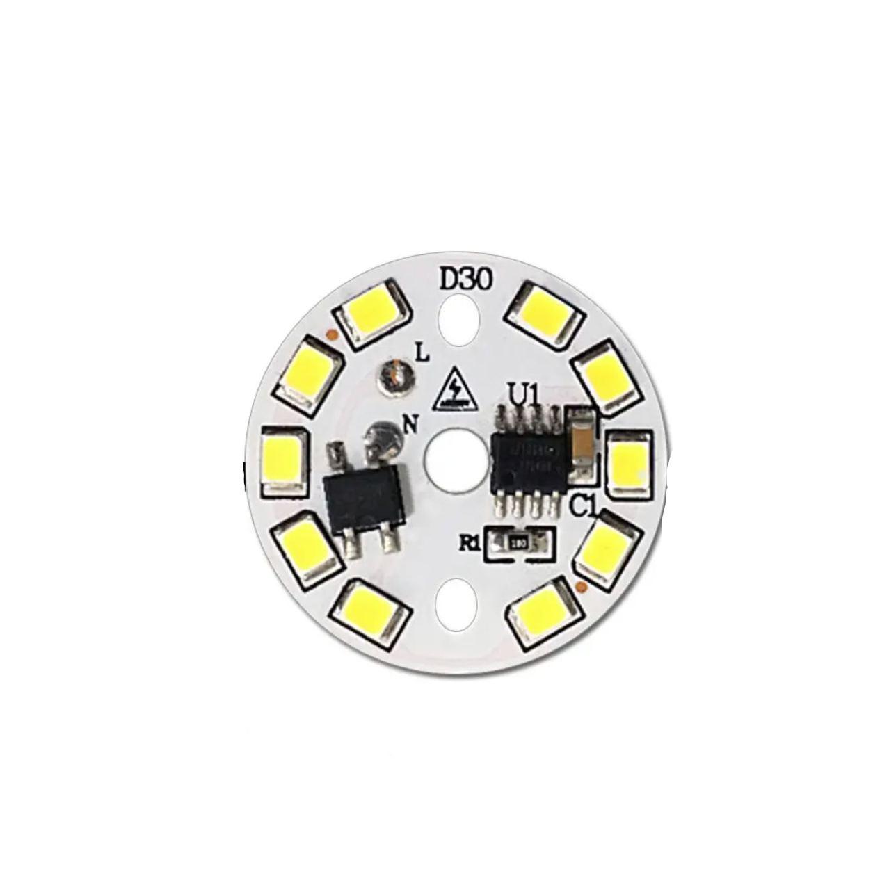 Світлодіодний LED-модуль 5Вт, 30мм AC220В плата для ремонту ламп 5Вт, холодний білий