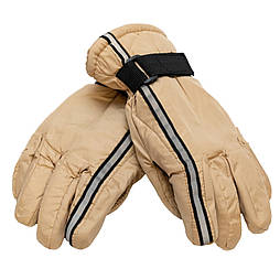 Водовідштовхувальні дитячі лижні (підліткові) рукавички, 23 см, розмір 15, бежеві, плащівка, фліс (517021)