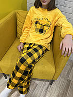 Дитяча підліткова флісова піжама жовта Міккі