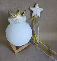 Корона біло-золота і Чарівна паличка, Корона до карнавального костюму Принцеса, Чарівниця, Королева, Фея