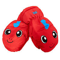 Водовідштовхувальні дитячі лижні рукавиці, розмір 12, червоний, плащівка, фліс, синтепон (517175)