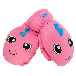 Водовідштовхувальні дитячі лижні рукавиці, розмір 12, рожевий, плащівка, фліс, синтепон (517182)