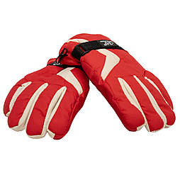 Водовідштовхувальні дитячі лижні рукавички, 22 см, розмір 14, червоний, плащівка, фліс (519339)